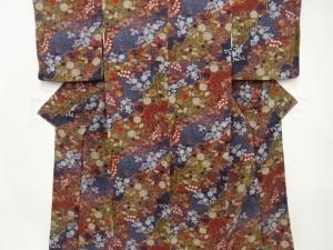 縮緬地　道長取りに辻ヶ花模様　小紋着物